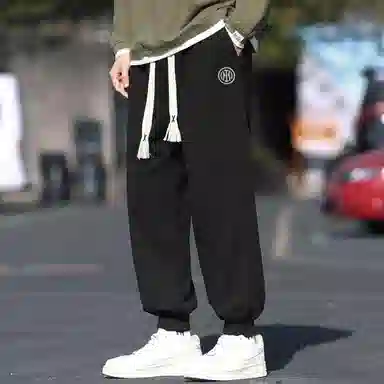 国际米兰足球俱乐部 字母印花宽松束脚美式高街阔腿裤长裤抽绳基础款休闲裤 男女同款