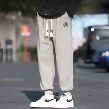 国际米兰足球俱乐部 字母印花宽松束脚美式高街阔腿裤长裤抽绳基础款休闲裤 男女同款