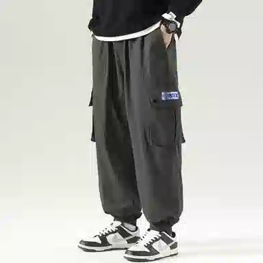 国际米兰足球俱乐部 美式高街复古字母印花简约纯棉宽松机能户外百搭时尚基础款系带束脚多口袋休闲工装裤 男女同款