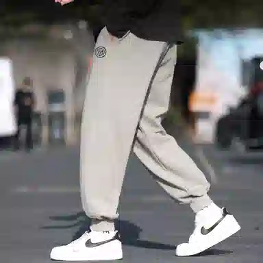 国际米兰足球俱乐部 字母印花宽松束脚美式高街阔腿裤长裤抽绳基础款休闲裤 男女同款