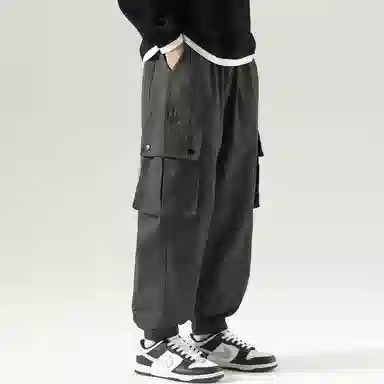 国际米兰足球俱乐部 美式高街复古字母印花简约纯棉宽松机能户外百搭时尚基础款系带束脚多口袋休闲工装裤 男女同款