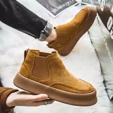 卡奇奥蒂 牛反绒 时尚舒适 短筒 切尔西靴 男款