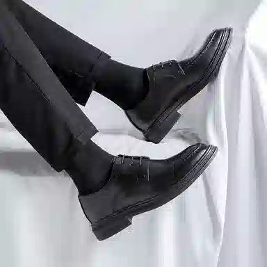 卡奇奥蒂 二层牛皮 经典复古简约百搭英伦风 正装皮鞋 男款 黑色