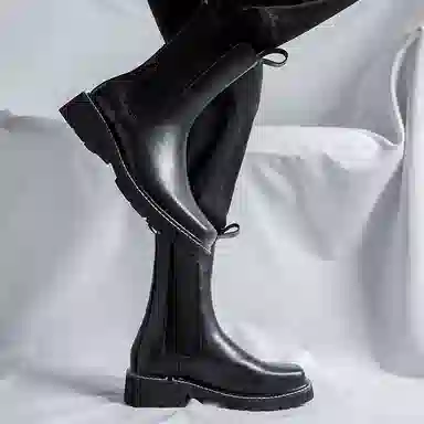 卡奇奥蒂 超纤皮 英伦时尚 高筒 切尔西靴 男款