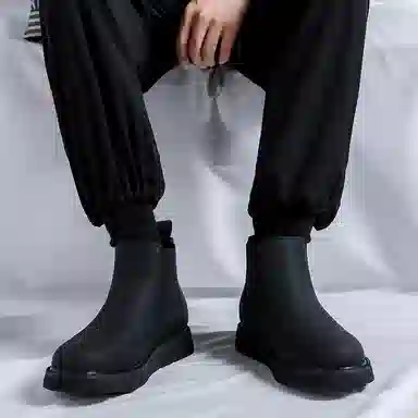 卡奇奥蒂 超纤皮 英伦时尚 舒适百搭 厚底防滑 短筒 切尔西 男款 黑色