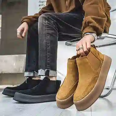 卡奇奥蒂 牛反绒 时尚舒适 短筒 切尔西靴 男款