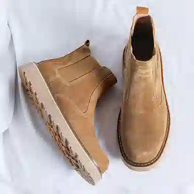 卡奇奥蒂 猪皮 时尚 休闲 舒适百搭 中筒 切尔西靴 男款 棕色