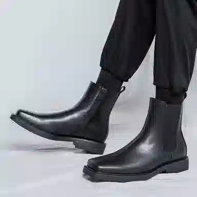 卡奇奥蒂 超纤皮 优雅舒适 时尚百搭 切尔西靴 男款 黑色