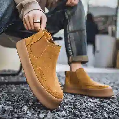 卡奇奥蒂 牛反绒 时尚舒适 短筒 切尔西靴 男款