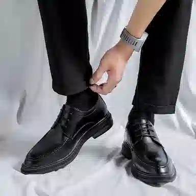 卡奇奥蒂 二层牛皮 经典复古简约百搭英伦风 正装皮鞋 男款 黑色