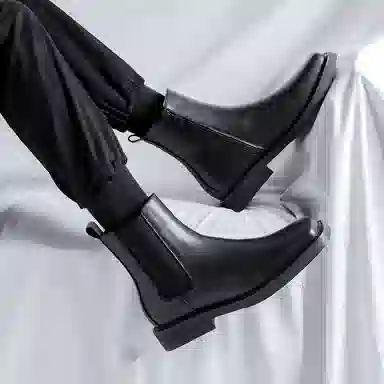 卡奇奥蒂 超纤皮 优雅舒适 时尚百搭 切尔西靴 男款 黑色