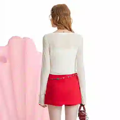 UNIFREE Lace Patchwork Knit Top