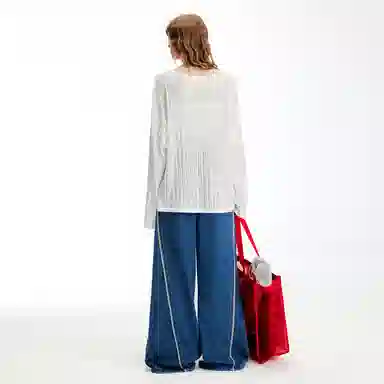 UNIFREE Cute Print Loose Thin Hollow Long Sleeve Tee