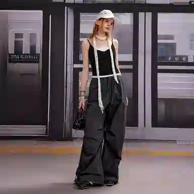 UNIFREE Lace Trim Tank Top Black