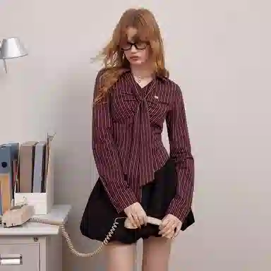 UNIFREE Vintage Stripe Shirt Red