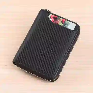 歌若拉 经典草席编制纹 牛剖层移模革  牛皮 零钱包 常规 男女同款情侣款 黑色