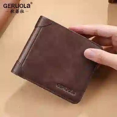 歌若拉 真皮短款皮夹子软皮实用多卡位银行卡横款 头层牛皮 钱包 男款 多色