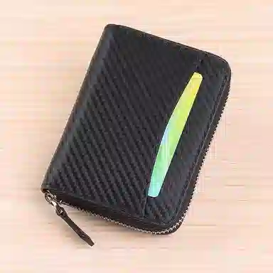 歌若拉 经典草席编制纹 牛剖层移模革  牛皮 零钱包 常规 男女同款情侣款 黑色