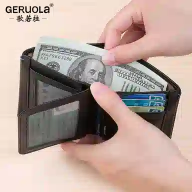 歌若拉 可放驾驶证多卡位 植鞣头层牛皮 钱包 男款 经典黑/咖啡色