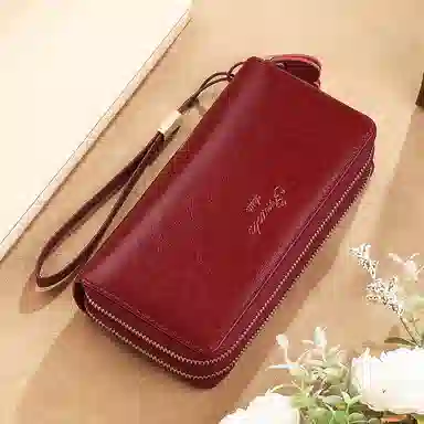 歌若拉 双拉链多卡位 牛皮 钱包 男女同款情侣款 多色