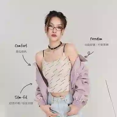 都市丽人 百搭字母简约吊带 女款