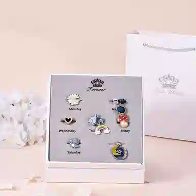 妖娆猫 一周星期头绳发饰套装礼盒气质小清新儿童发绳头饰皮筋女高级感创意生日礼品女生实用走心 发圈 女款