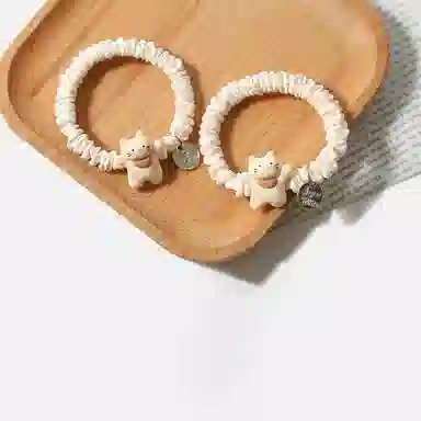 妖娆猫 卡通可爱花纹小猫咪小肠圈少女心简约扎头发两件套 发圈 女款