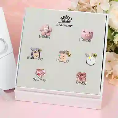 妖娆猫 一周星期套装气质卡通高级感扎头发 发圈 女款