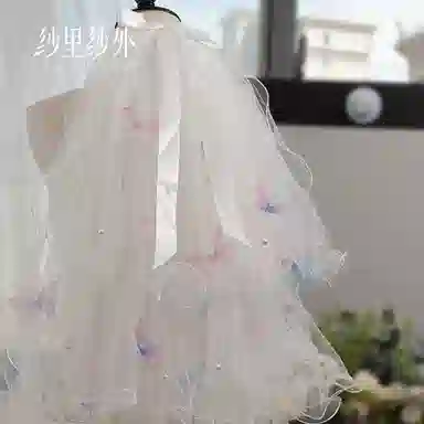 妖娆猫 超仙彩色蝴蝶结头纱蓬蓬纱多层饰超仙美摄影写真拍照道具配饰品 网纱 发饰 女款