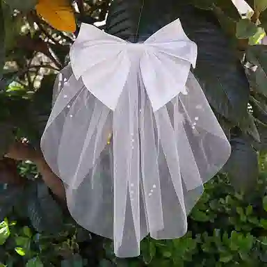 妖娆猫 甜美气质遮面纱蝴蝶结发夹 短发散发短头纱新娘结婚领证婚纱礼服配饰跟妆造型头饰品 头纱 女款