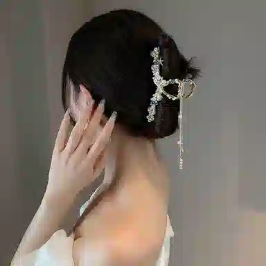 妖娆猫 新中式古风流苏盘发抓夹后脑勺头饰鲨鱼夹套装 合金 发夹 女款