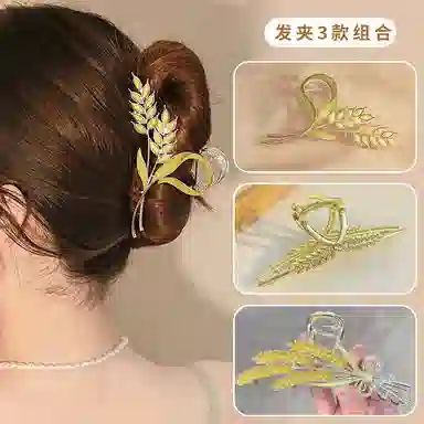 妖娆猫 麦穗蝴蝶铃兰花后脑勺高端大号网红爆款盘发鲨鱼套装 合金 发夹 女款