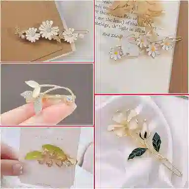 妖娆猫 浪漫唯美高端侧边一字夹发饰 合金 发夹 女款