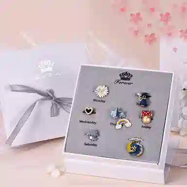 妖娆猫 一周星期头绳发饰套装礼盒气质小清新儿童发绳头饰皮筋女高级感创意生日礼品女生实用走心 发圈 女款