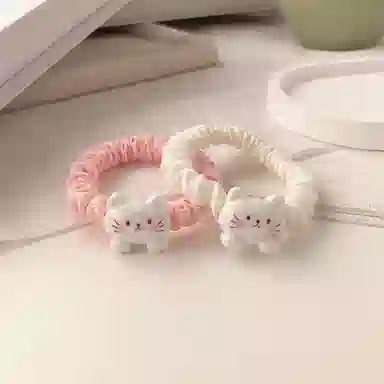 妖娆猫 可爱卡通小猫咪少女心高弹力头绳不伤发气质发饰两件套头饰儿童学生日常发饰 发圈 女款