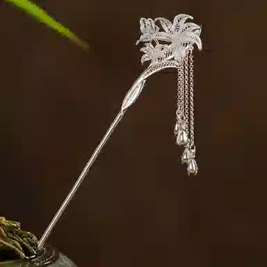 妖娆猫 新中式蝴蝶古风足银发簪女国风流苏步摇盘发头饰汉服旗袍古装发钗簪子高级感礼品女生妈妈 发饰 女款