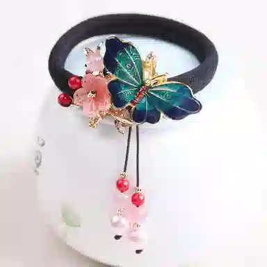 妖娆猫 新中式琉璃弹力绳花朵套装三件套后脑勺皮筋 高级感创意实用儿童 头绳 女款