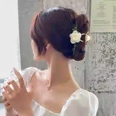 妖娆猫 小花藤花朵超仙后脑勺盘发鲨鱼气质夹甜美复古叶子发卡夹子 发夹 女款