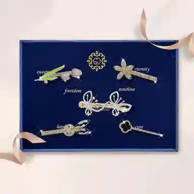 妖娆猫 一周星期郁金香 头饰 后脑勺高端发卡 刘海夹子创意 发夹 女款