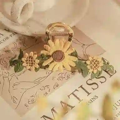 妖娆猫 超仙花朵抓夹套装精致古风后脑勺发卡高级感气质仙美鲨鱼夹发饰三件套 发夹 女款