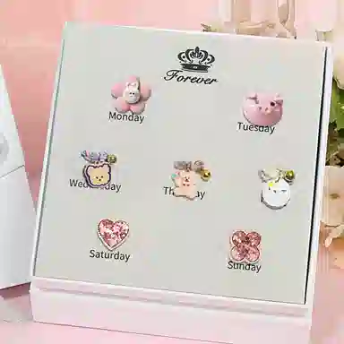 妖娆猫 一周星期套装气质卡通高级感扎头发 发圈 女款