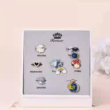 妖娆猫 一周星期头绳发饰套装礼盒气质小清新儿童发绳头饰皮筋女高级感创意生日礼品女生实用走心 发圈 女款