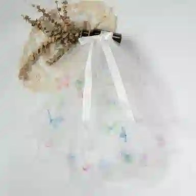 妖娆猫 超仙彩色蝴蝶结头纱蓬蓬纱多层饰超仙美摄影写真拍照道具配饰品 网纱 发饰 女款