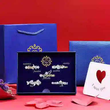 妖娆猫 浪漫唯美高端侧边一字夹发饰 合金 发夹 女款