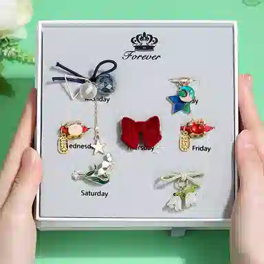 妖娆猫 一贝子一星期高级感复古蝴蝶结创意实用 合金 发圈 女款