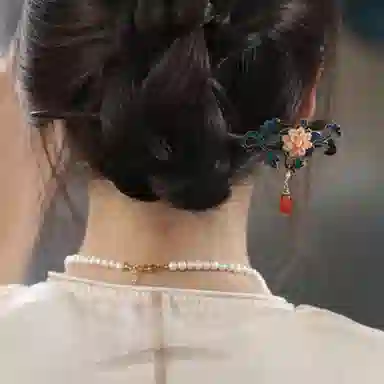 妖娆猫 新中式景泰蓝流苏步摇国潮木 古风盘发头饰配饰国风经典发钗簪子高级感创意 发簪 女款