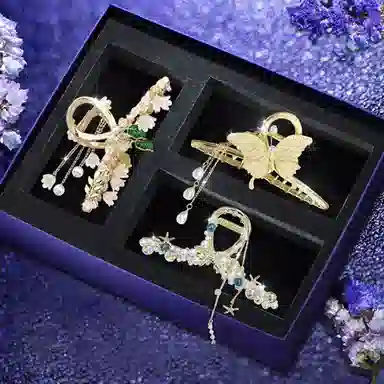 妖娆猫 新中式高端鲨鱼夹后脑勺高级感套装 发夹 女款 礼盒