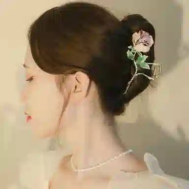 妖娆猫 超仙玫瑰花朵 中国风鲨鱼夹头饰 气质金属 发夹 女款