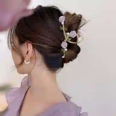 妖娆猫 超仙花朵抓夹套装精致古风后脑勺发卡高级感气质仙美鲨鱼夹发饰三件套 发夹 女款