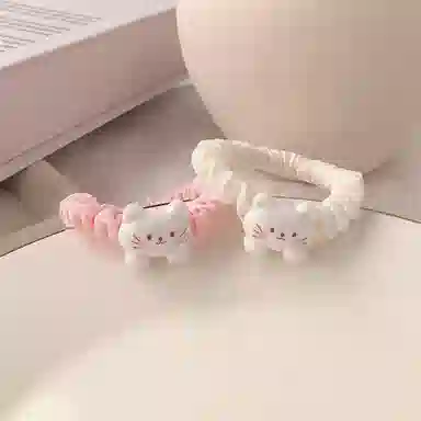 妖娆猫 可爱卡通小猫咪少女心高弹力头绳不伤发气质发饰两件套头饰儿童学生日常发饰 发圈 女款